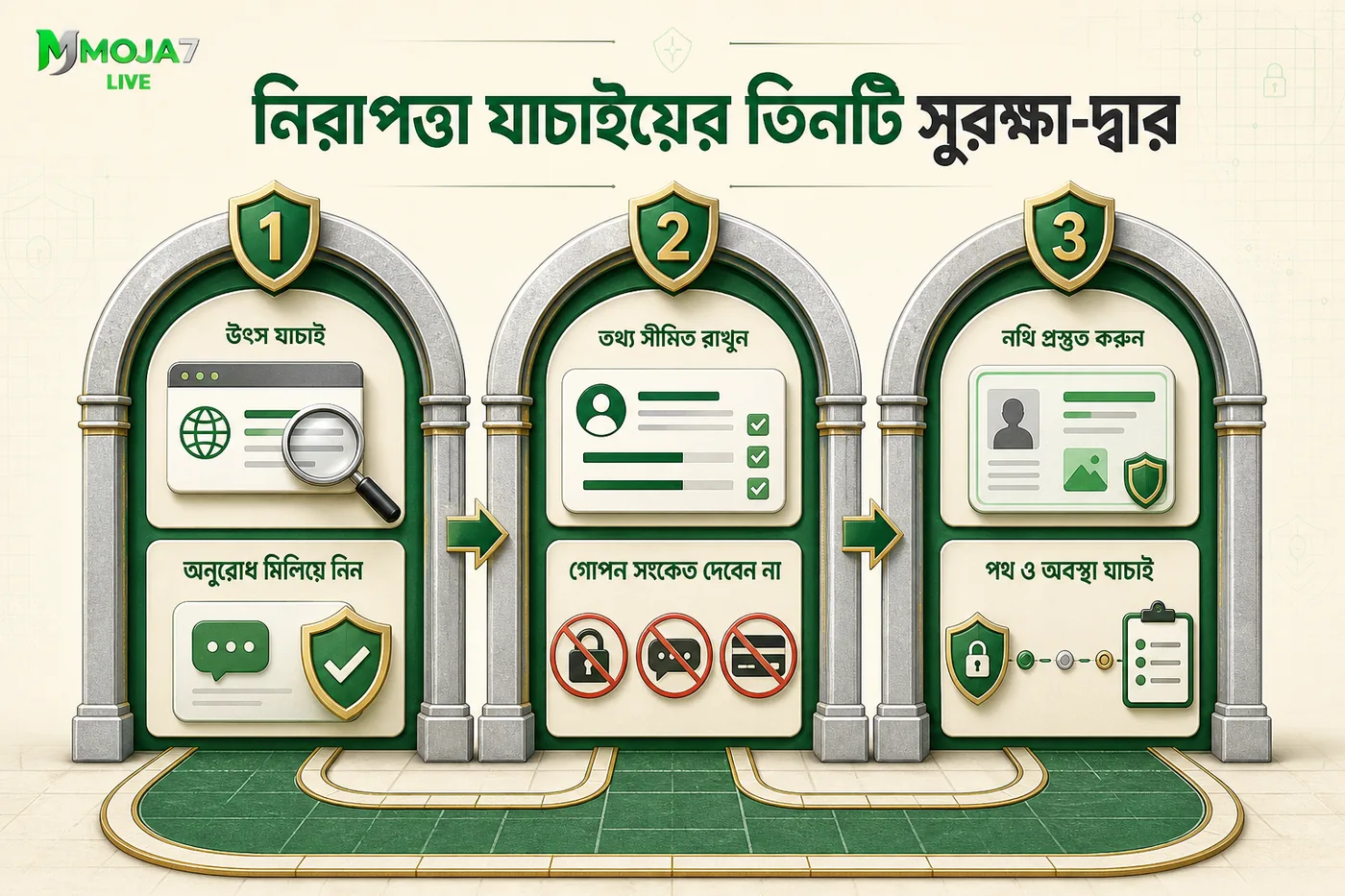 উৎস, ব্যক্তিগত তথ্য ও নথি যাচাইয়ের তিনটি সুরক্ষা-দ্বার
